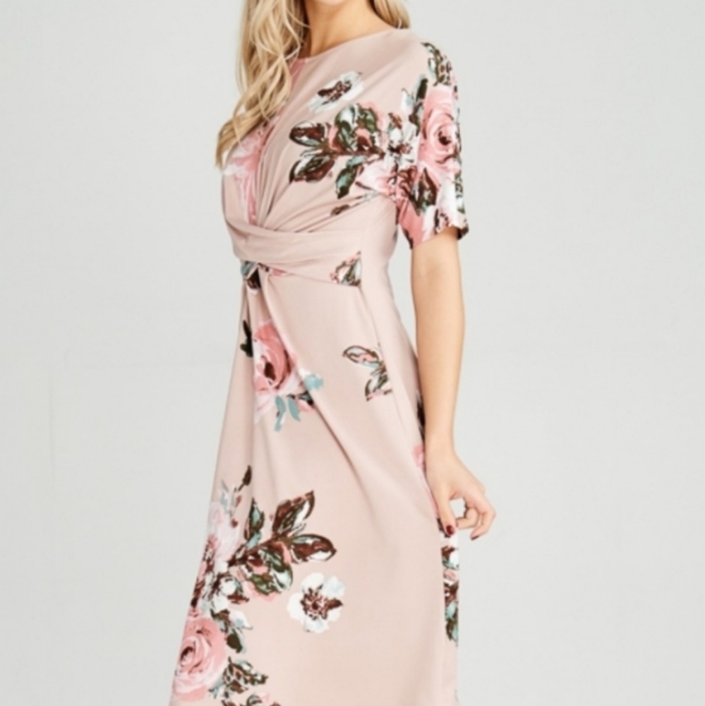 Blush Floral Midi Dress